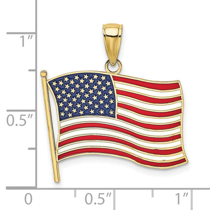 10K Red/White/Blue Enameled American Flag Charm
