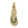 10K 3-D with Green Enamel Single Flip-Flop Charm