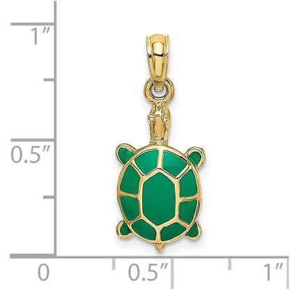 10K with Green Enamel Tortoise Charm