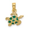 10K Textured and Green Enameled Sea Turtle Charm