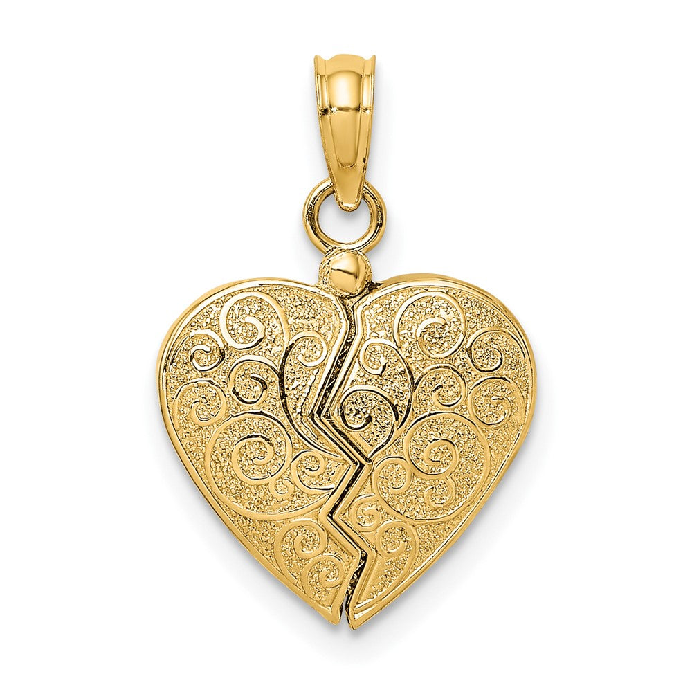 10K 3-D Reversible Heart Opens Charm