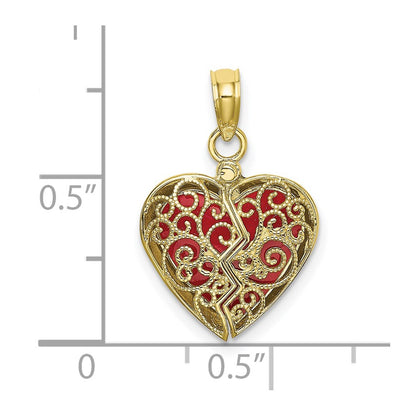 10K 3-D Reversible Enameled Heart Opens Charm