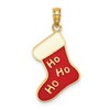 10K Red and White Enamel HO HO HO Christmas Stocking Charm