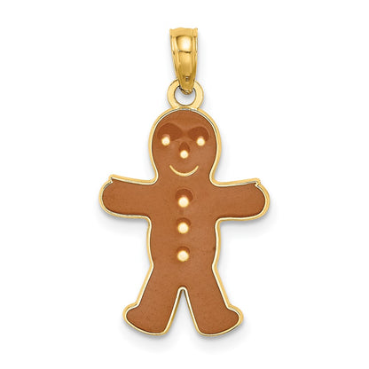 10K 3-D Brown Enamel Gingerbread Man Charm