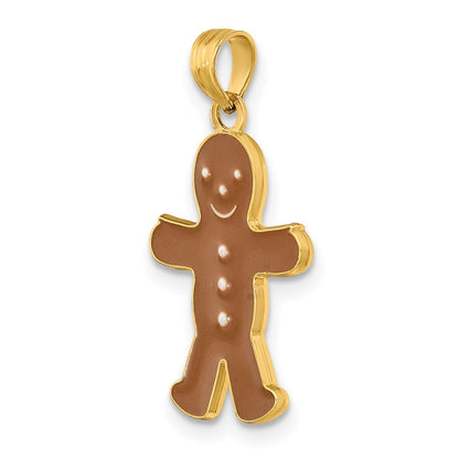 10K 3-D Brown Enamel Gingerbread Man Charm
