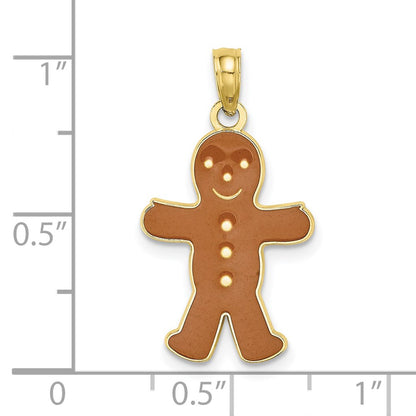 10K 3-D Brown Enamel Gingerbread Man Charm