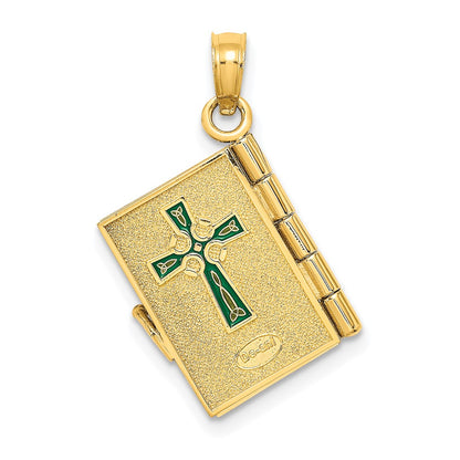 10K 3-D Moveable AN IRISH PRAYER Book with Enameled Clover Charm