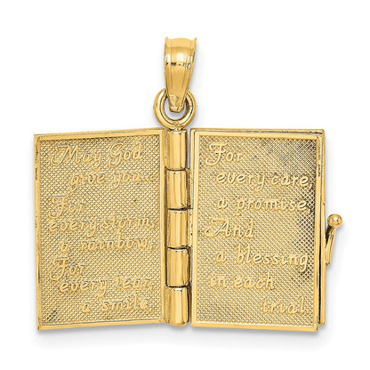 10K 3-D Moveable AN IRISH PRAYER Book with Enameled Clover Charm