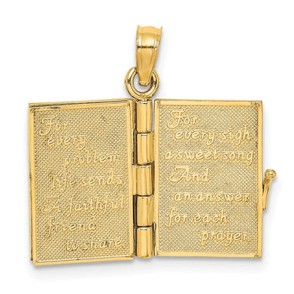 10K 3-D Moveable AN IRISH PRAYER Book with Enameled Clover Charm