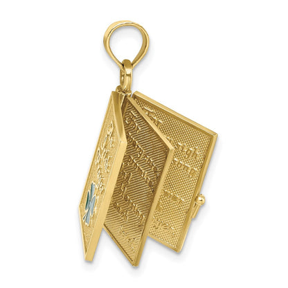 10K 3-D Moveable AN IRISH PRAYER Book with Enameled Clover Charm