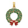 10K Green and Red Enamel Christmas Wreath Charm