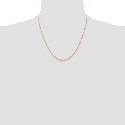 10k  Rose Gold .6 mm Carded Cable Rope Chain