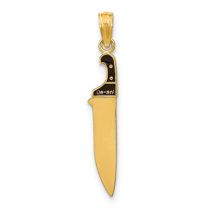 10K Black Enameled 3-D Butcher Knife Charm