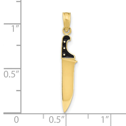 10K Black Enameled 3-D Butcher Knife Charm