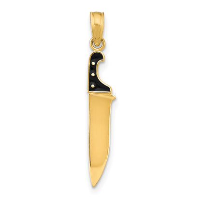 10K Black Enameled 3-D Butcher Knife Charm