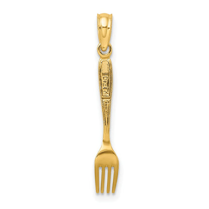 10K Black Enameled 3-D Table Fork Charm