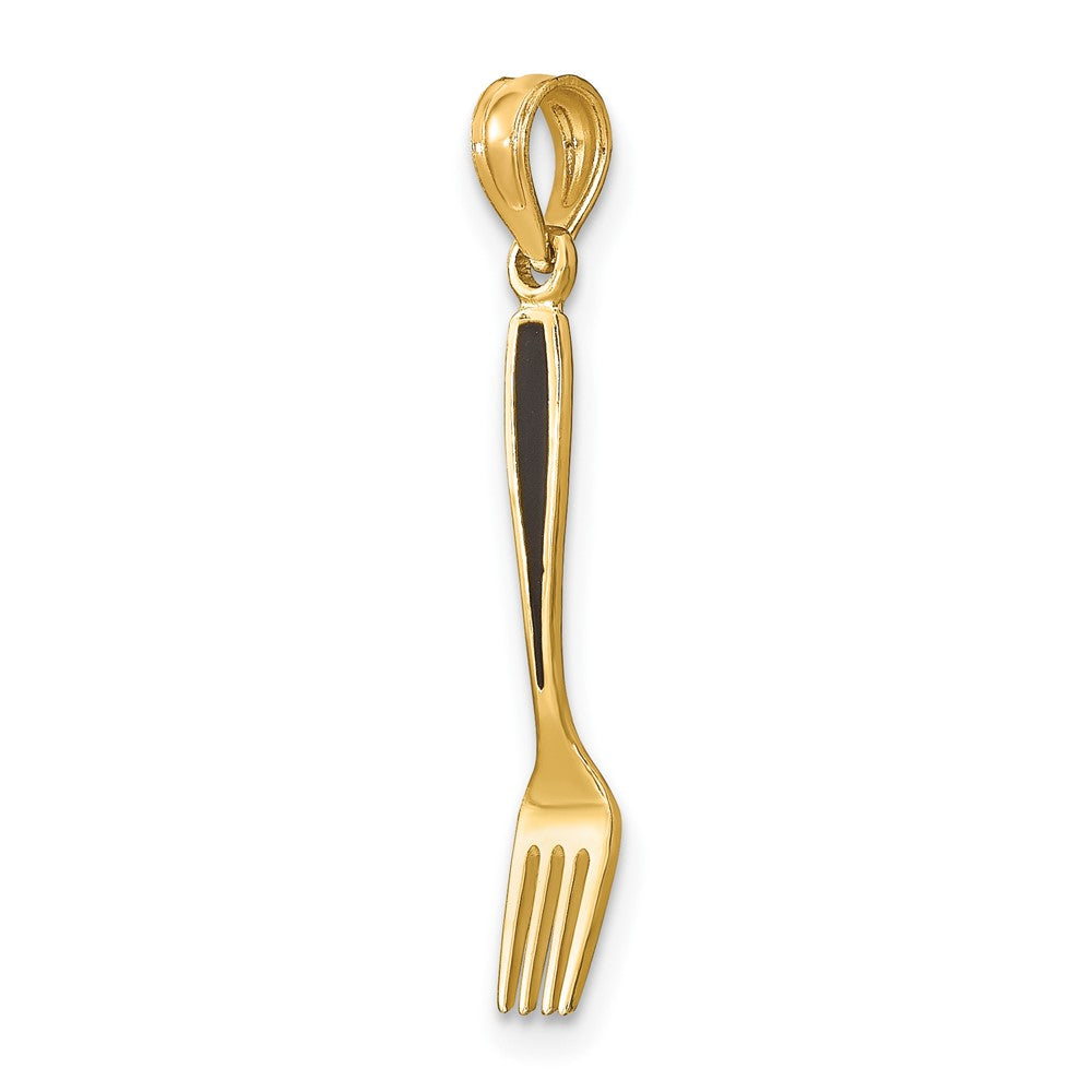 10K Black Enameled 3-D Table Fork Charm