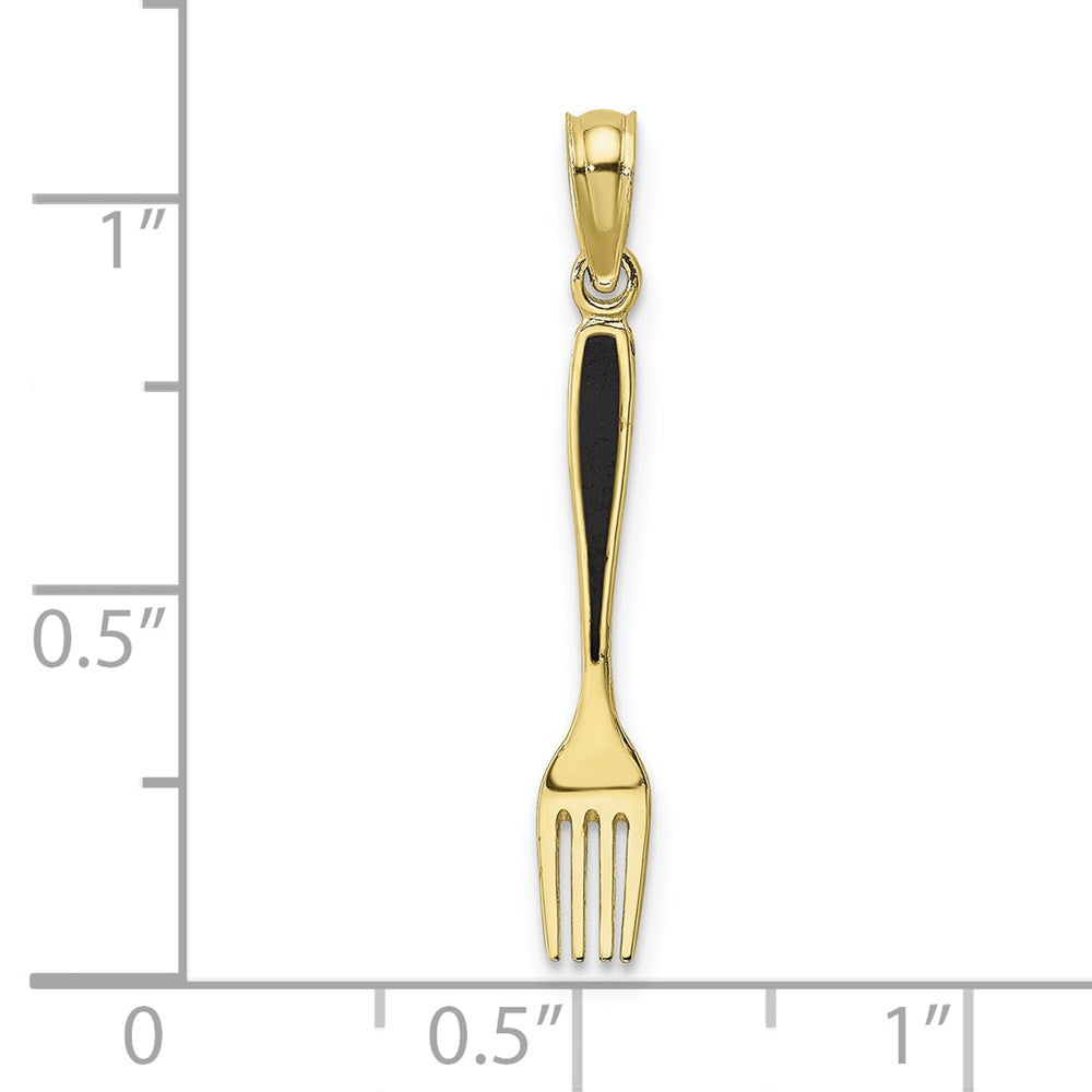 10K Black Enameled 3-D Table Fork Charm