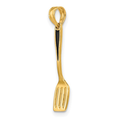 10K Black Enameled 3-D Spatula Charm