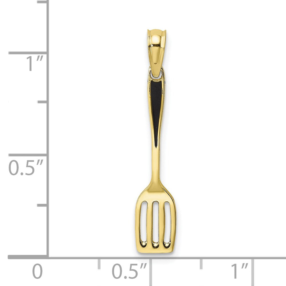 10K Black Enameled 3-D Spatula Charm