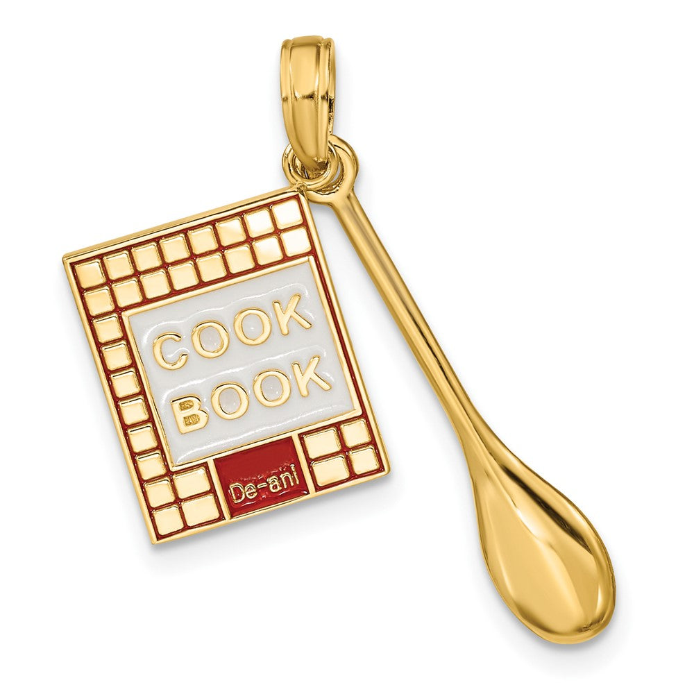 10K Enameled 3-D COOK BOOK and Spoon Charm