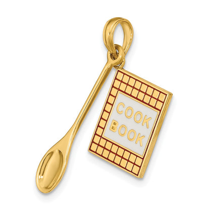 10K Enameled 3-D COOK BOOK and Spoon Charm