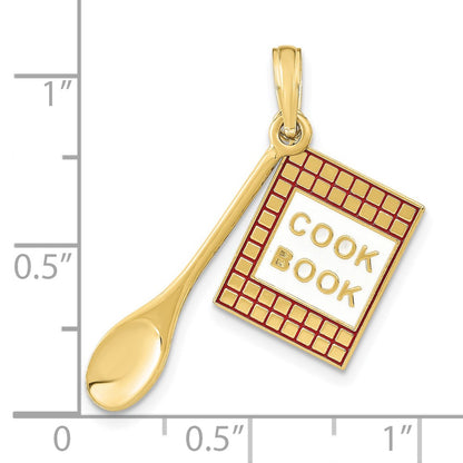 10K Enameled 3-D COOK BOOK and Spoon Charm