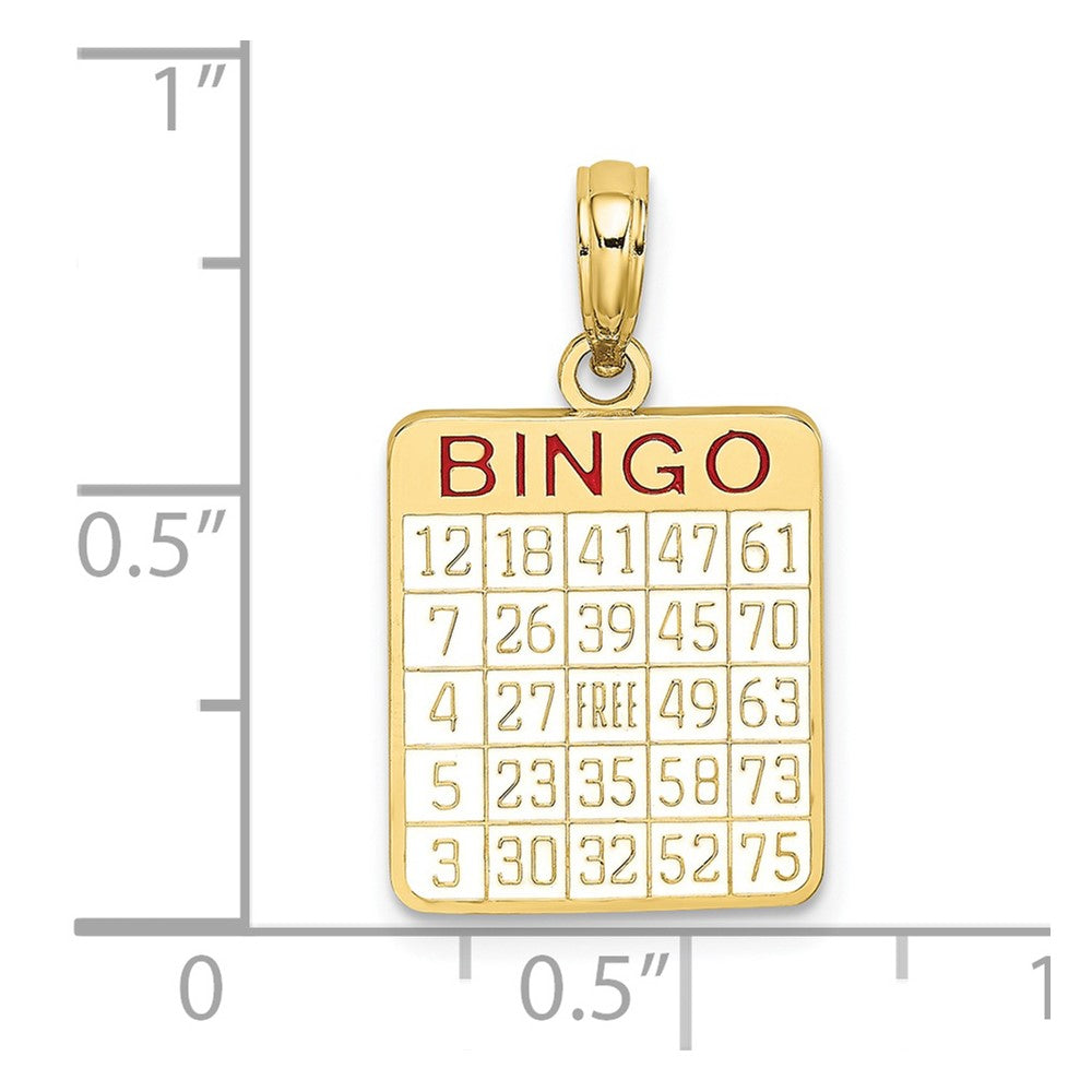 10K Red and White Enameled BINGO Card Charm
