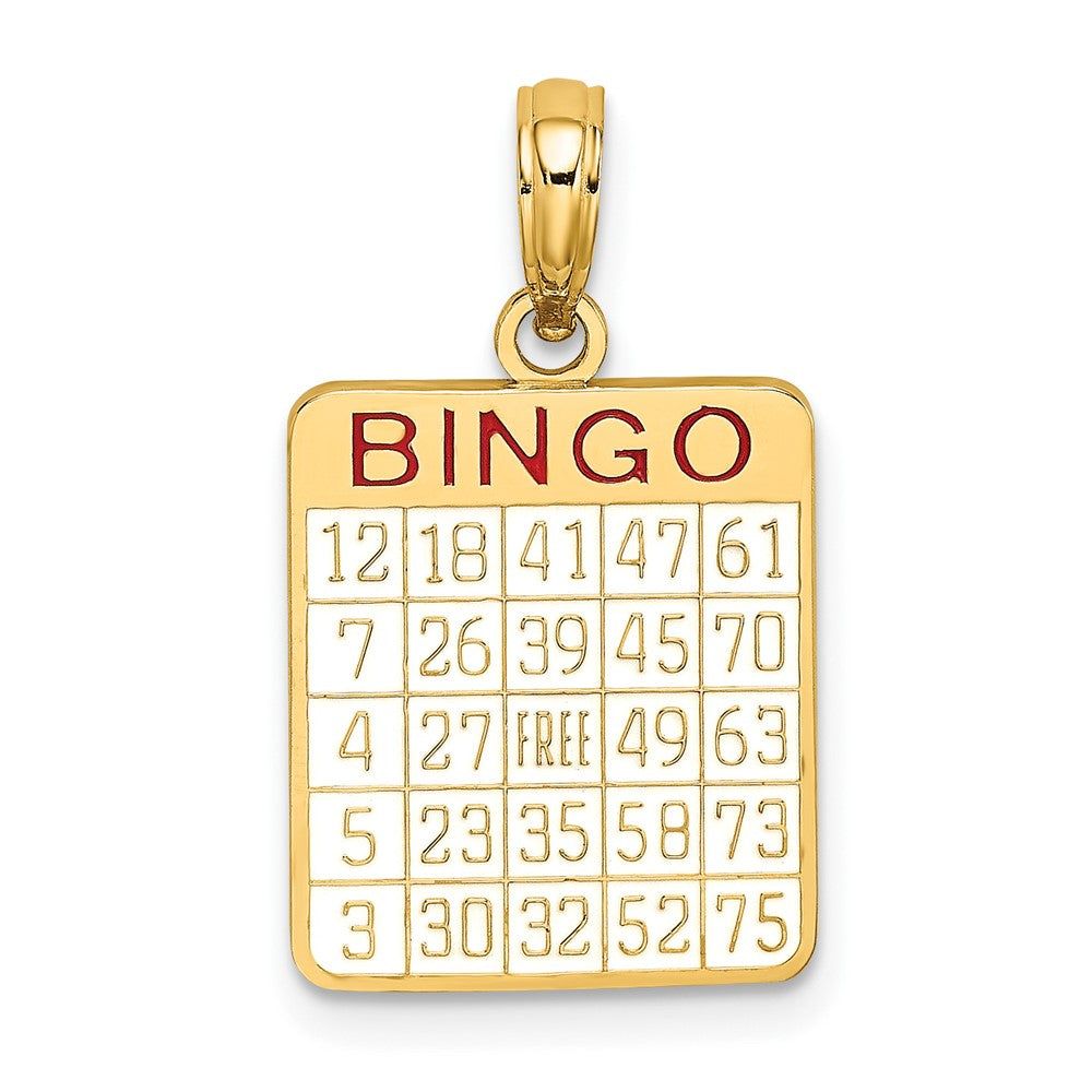 10K Red and White Enameled BINGO Card Charm