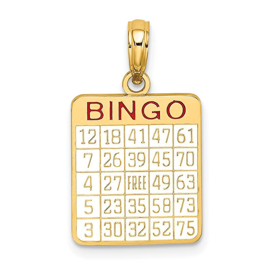 10K Red and White Enameled BINGO Card Charm