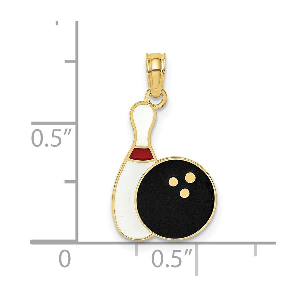 10K Enameled Bowling Ball and Pin Charm