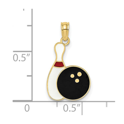 10K Enameled Bowling Ball and Pin Charm