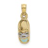 10K and White Rhodium 3-D Light Blue Enamel Baby Shoe Charm