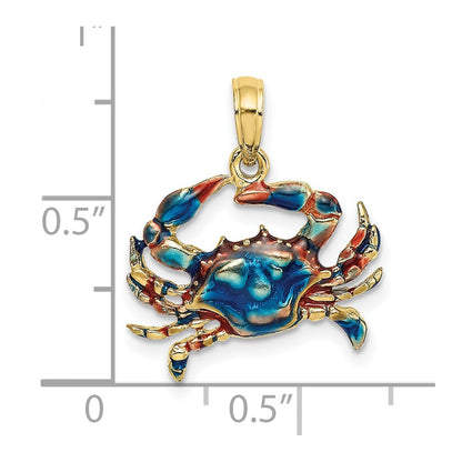10K 2-D Blue Enamel Crab Charm