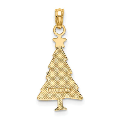 10K Green Enameled Christmas Tree with Red Star Charm