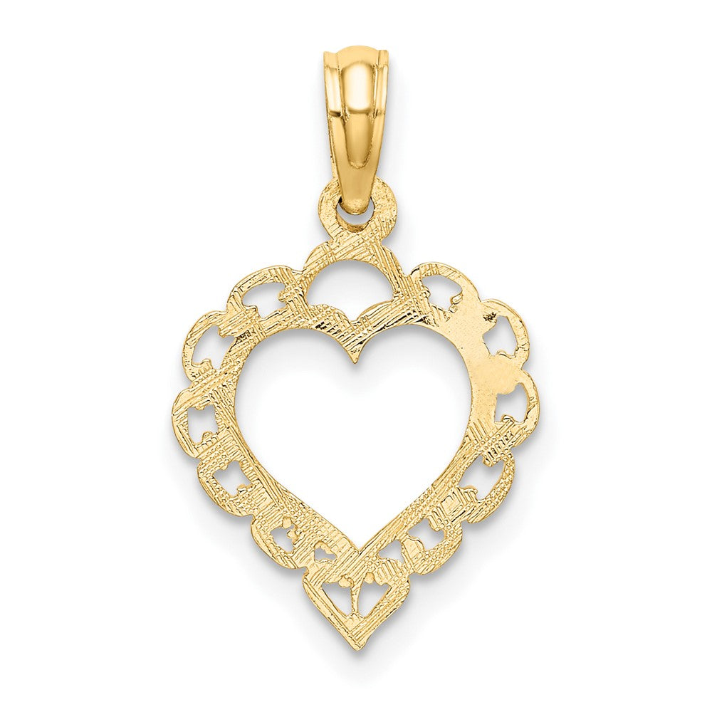 10K Heart with Lacey Trim Charm