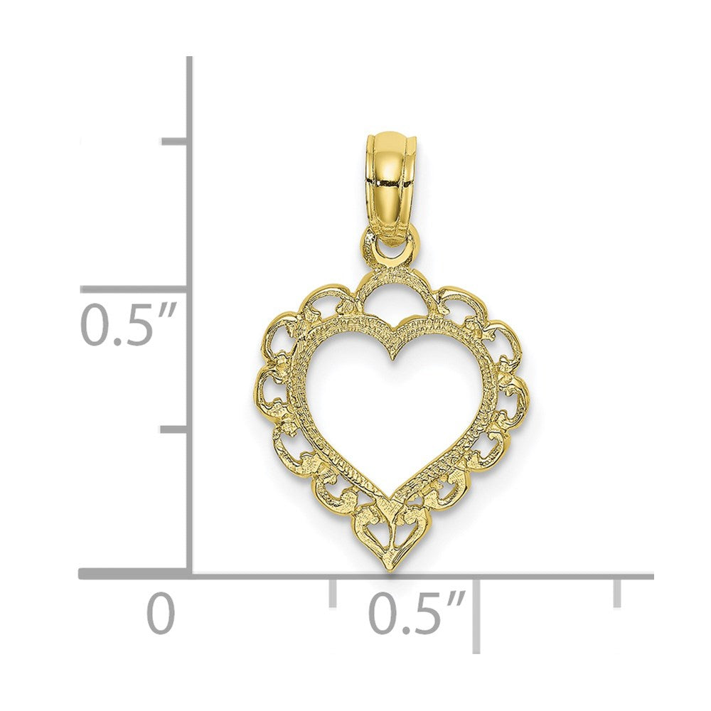 10K Heart with Lacey Trim Charm