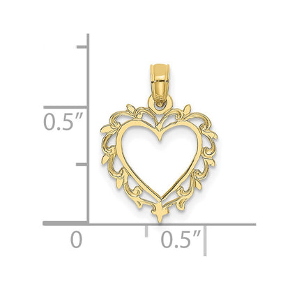 10K Heart with Lacey Trim Charm