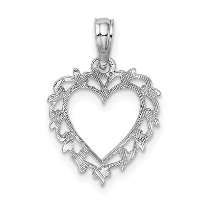 10K White Gold Heart with Lacey Trim Charm