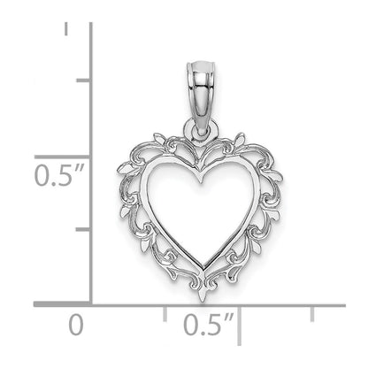 10K White Gold Heart with Lacey Trim Charm