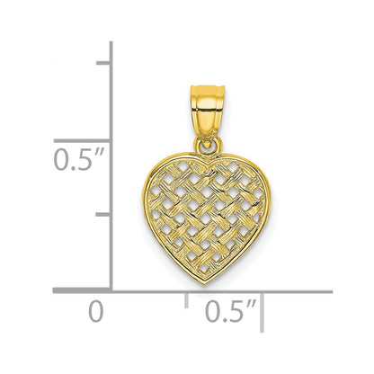10K Cut-Out Textured Woven Heart Charm