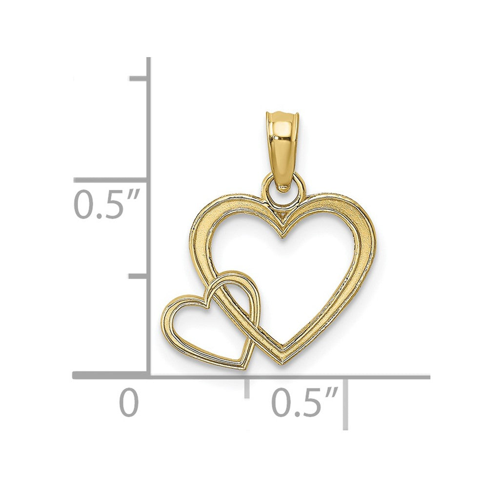 10K Flat Two Hearts Intertwined Charm