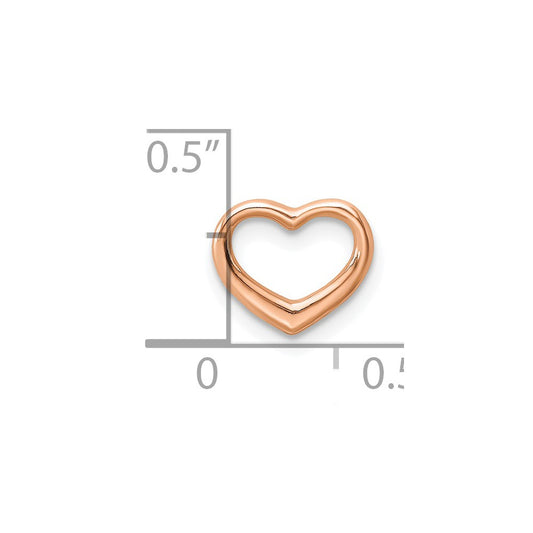 10K Rose Gold Polished 9mm Mini Floating Heart Chain Slide