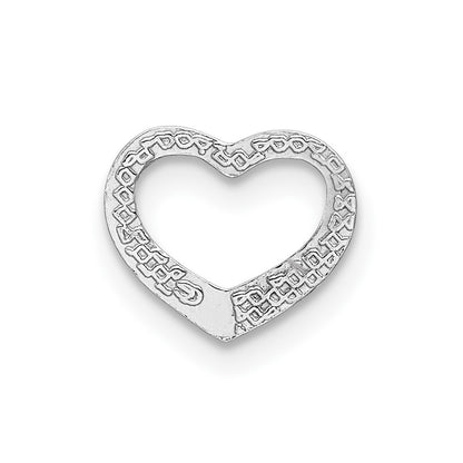 10K White Gold Polished 9mm Mini Floating Heart Chain Slide