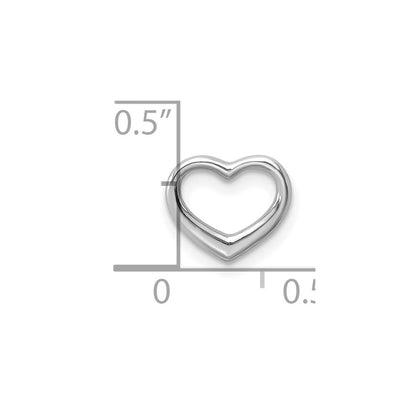 10K White Gold Polished 9mm Mini Floating Heart Chain Slide