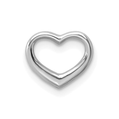 10K White Gold Polished 9mm Mini Floating Heart Chain Slide