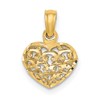 10K 3-D Diamond-cut Mini Puffed Filigree Heart Charm