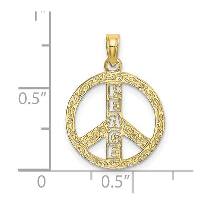 10K Flat Textured Peace Sign Charm