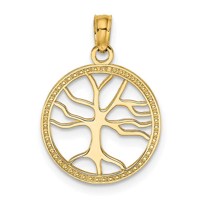 10K Small Tree Of Life In Round Frame Charm