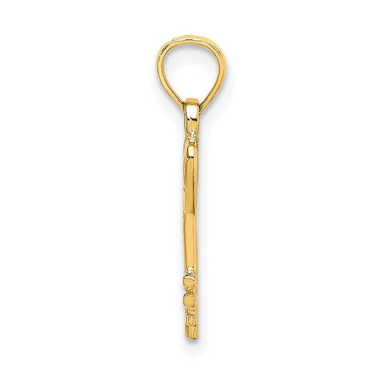 10k Key with Heart Charm